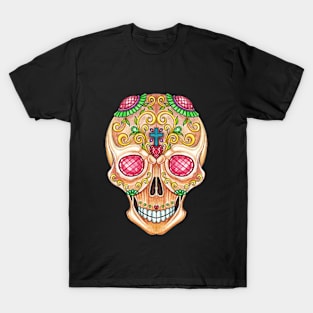 Sugar skull fancy vintage and ruby day of the dead T-Shirt